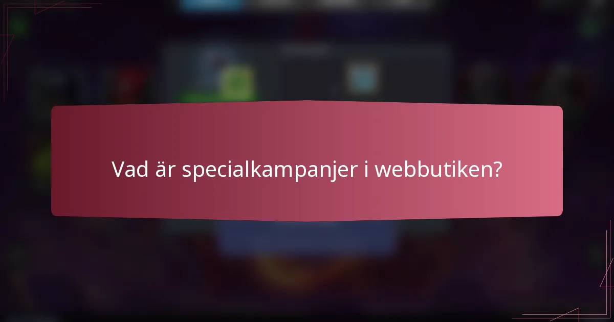 Vad är specialkampanjer i webbutiken?